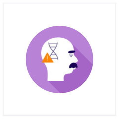 Genetic cause flat icon. APOE e4 gene. Genetic predisposition to disease.Alzheimer disease. Neurologic disorder concept. Vector illustration