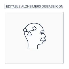 Spatial awareness problems line icon. Problem with balance.Coordination.Alzheimer disease. Neurologic disorder concept.Isolated vector illustration.Editable stroke