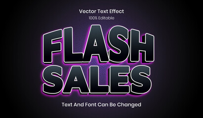Black Glow Neon Flash Sale  text effect editable discount and offer text style .