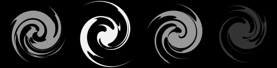 Spiral, whorl, swirl and twirl set of 4