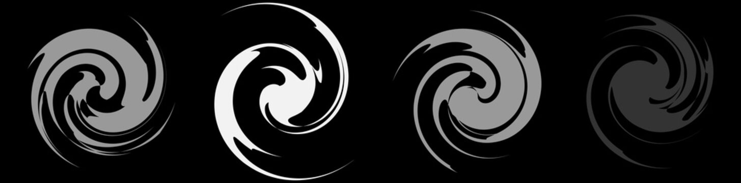 Spiral, whorl, swirl and twirl set of 4