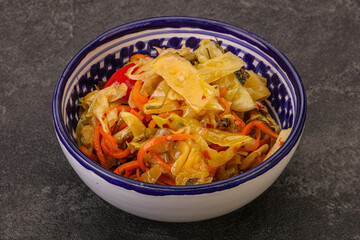 Spicy pickled cabbage with carrot