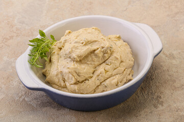 Vegan food - hummus with olive oil
