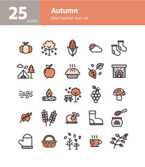 Autumn filled outline icon set. Vector and Illustration.