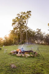 Obraz na płótnie Canvas Camp fire cooking in Australian bush setting
