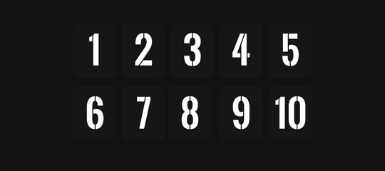 Flip clock numbers. Retro countdown, mechanical scoreboard number and numeric counter flips. Alarm timer, score day date counter or time display numbers vector symbols set.
