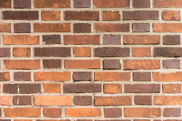 brick red wall. background of a old brick house.