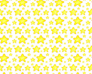 Watercolor illustration of a pattern of celestial bodies. Seamless repeating background with hand drawn stars. Template for a space banner or poster. Elements of cosmonautics. Isolated