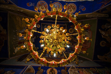 Old chandelier in the beautiful orthodox church.