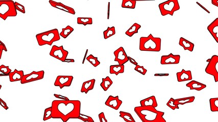 Red heart icons on white background.
Toon style illustration for background.