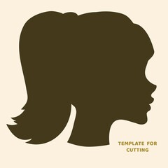 Template for laser cutting, wood carving, paper cut. Silhouettes for cutting. Woman head vector stencil