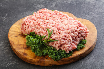 Raw pork minced meat for cooking