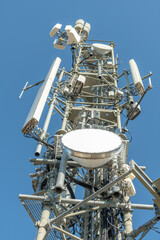 Communication antenna on top of a mountain.