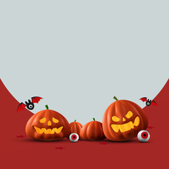 happy halloween day banner backgroun for greeting card, banner, poster, blog, article, social media, marketing. 3D illustration