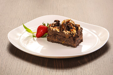 Brownie chocolate cake with nuts
