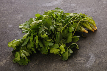 Fresh green Coriander leaves heap