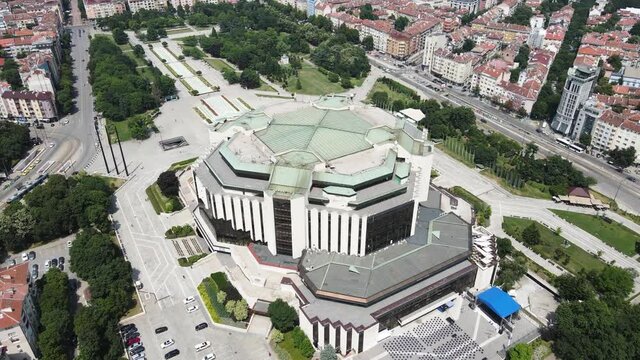 Aerial view of National Palace of Culture in city of Sofia, Bulgaria