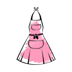 Rose apron for women with two pockets
