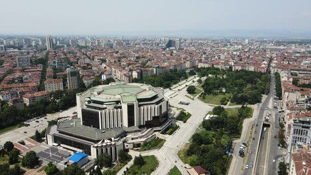 Aerial view of National Palace of Culture in city of Sofia, Bulgaria