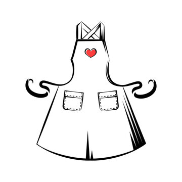 Model of bib apron for women with two pockets