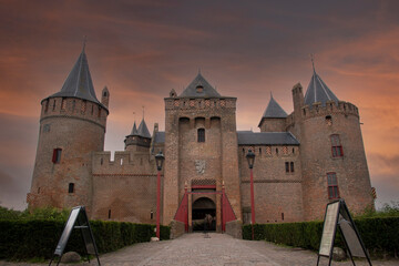 Red Sky At Muiderslot Castle At Muiden The Netherlands 31-8-2021