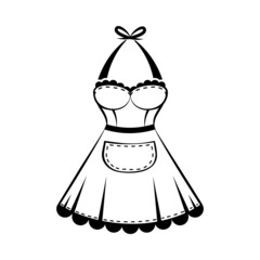 Women's sexy bib apron with a pocket with lace
