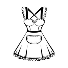 Women's sexy bib apron with a pocket with lace