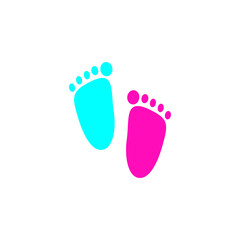 Baby footprint pink and blue vector illustration isolated on white background