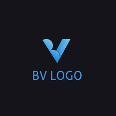 logo outline letter B, V color silhouette simple and simple logo design,