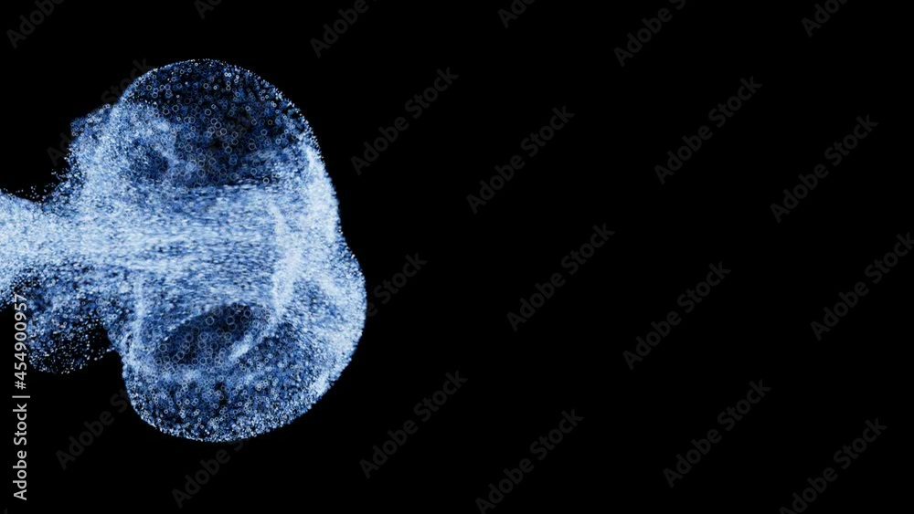 Poster 3d render of exploding with particles and depth of field. cold bright flame. detailed simulation.