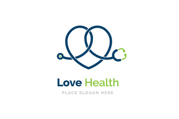 Stethoscope icon with heart shape. Health and medicine symbol