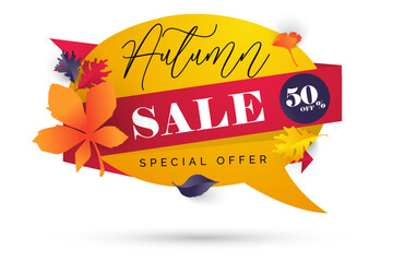 Autumn sale banner  layout decorate with leaves for shopping sale or promo poster and frame leaflet or web banner.Vector illustration template