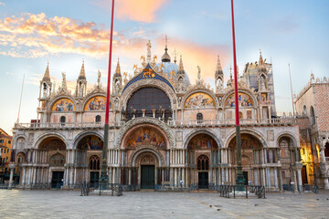Saint Mark's Basilica at sunset in Venice, Italy