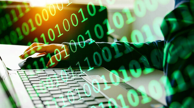 Abstract background of digital binary code of software. Programming software code on computer screen which develop by the programmer to solve the business requirement.	