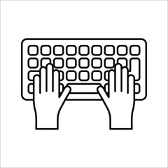 Hands Typing on Keyboard vector icon in meaning Computer Programming on white background eps 10.