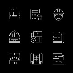 Set line icons of architecture