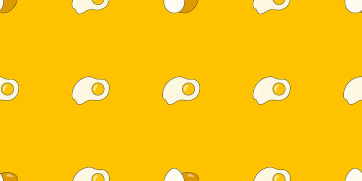 Scrambled eggs seamless pattern. Vector background from eggs for design. Food concept.