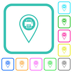 Print GPS location vivid colored flat icons