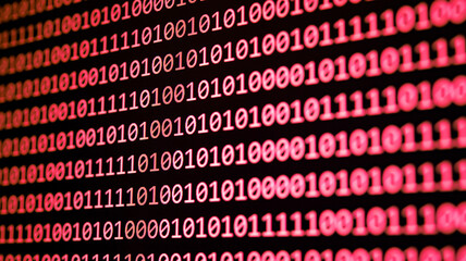 Abstract background of digital binary code of software. Programming software code on computer screen which develop by the programmer to solve the business requirement.