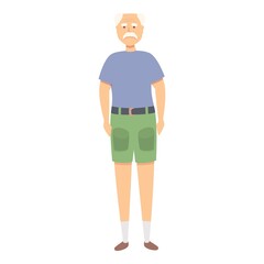 Senior man tourist icon cartoon vector. Adult phone. Older beard