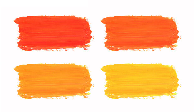 Set of handmade paint strokes with a check mark and a cross. Acrylic paint, oil paint. Abstract background. Background for the text. Red, orange, yelow color.