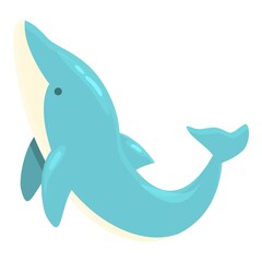 Aqua dolphin show icon cartoon vector. Marine pool. Jumping fish
