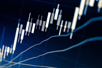 Forex market background, trading on the currency market Forex. Currency exchange rate for world currency: US Dollar, Euro, Frank, Yen. Financial, money, global finance, stock market background.	
