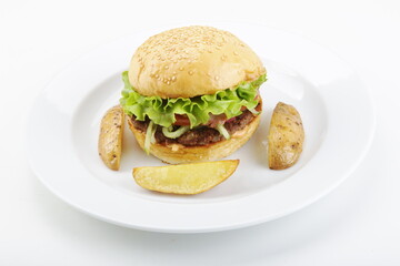 Fresh tasty burger isolated on white background