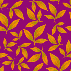 Abstract colorful Leaves background pattern. Seamless floral wallpaper with colorful Leaves. Watercolor painting. Can be uset for textile, wallpapers, prints and web design.