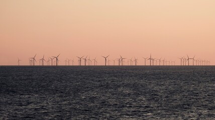 Fototapeta na wymiar A wind farm off the Dutch coast