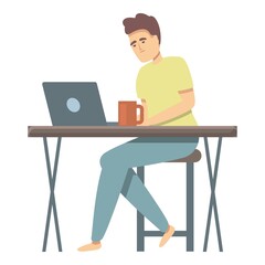 Working late icon cartoon vector. Office work. Workaholic man
