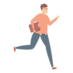 Running clerk icon cartoon vector. Late man. Hurry person