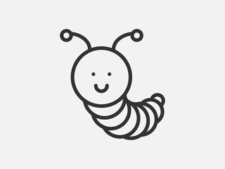 Caterpillar toy icon on white background. Line style vector illustration.