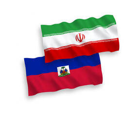 Flags of Republic of Haiti and Iran on a white background